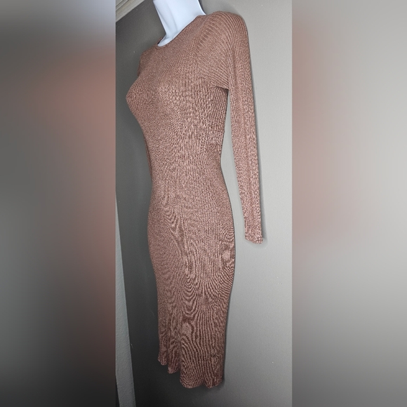 SHEIN Knit Very Soft Stretchy Ribbed Brown Midi Sweater Dress. Sz:Small/4. EUC - Picture 6 of 10